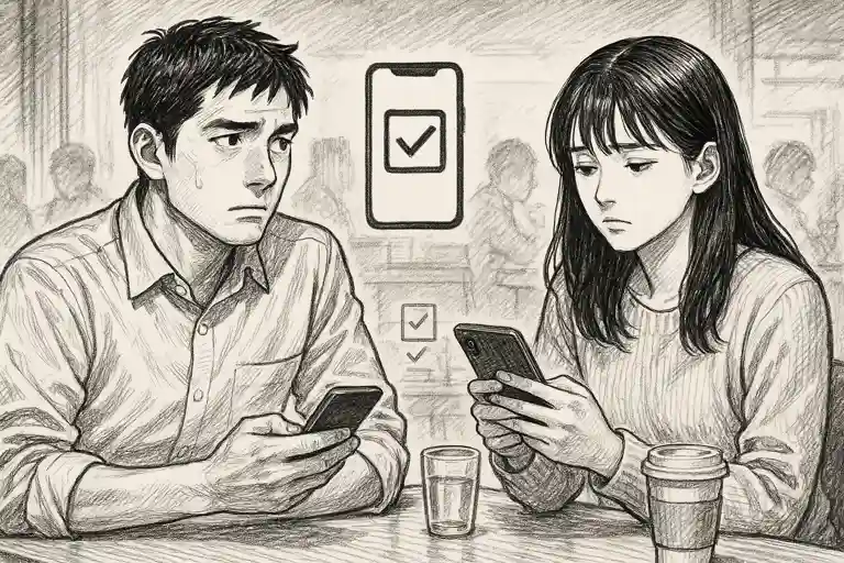 カフェでスマホ