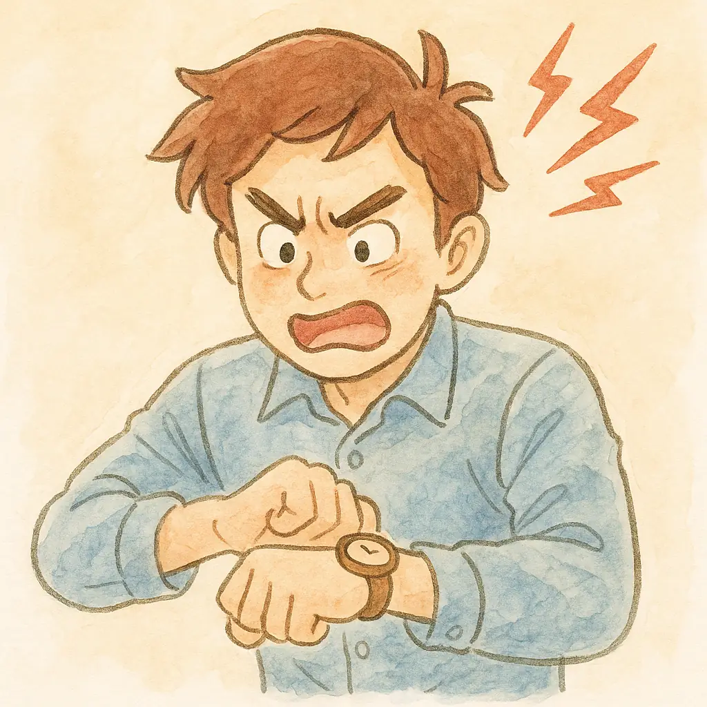 怒りながら時間を気にする人
